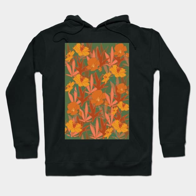 Orange Flower pattern Hoodie by PedaDesign